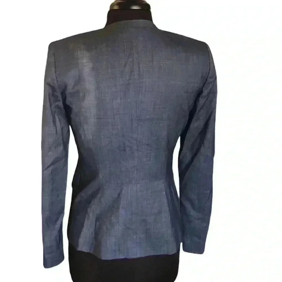 Lafayette 148 Chambray Fully Lined Long Sleeve Blazer Jacket Size 4 - Picture 3 of 6